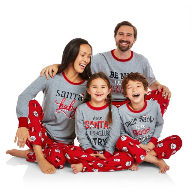 DEAR SANTA - Girl's Two Piece Grey Matching Pyjama Set - My Christmas Pyjamas